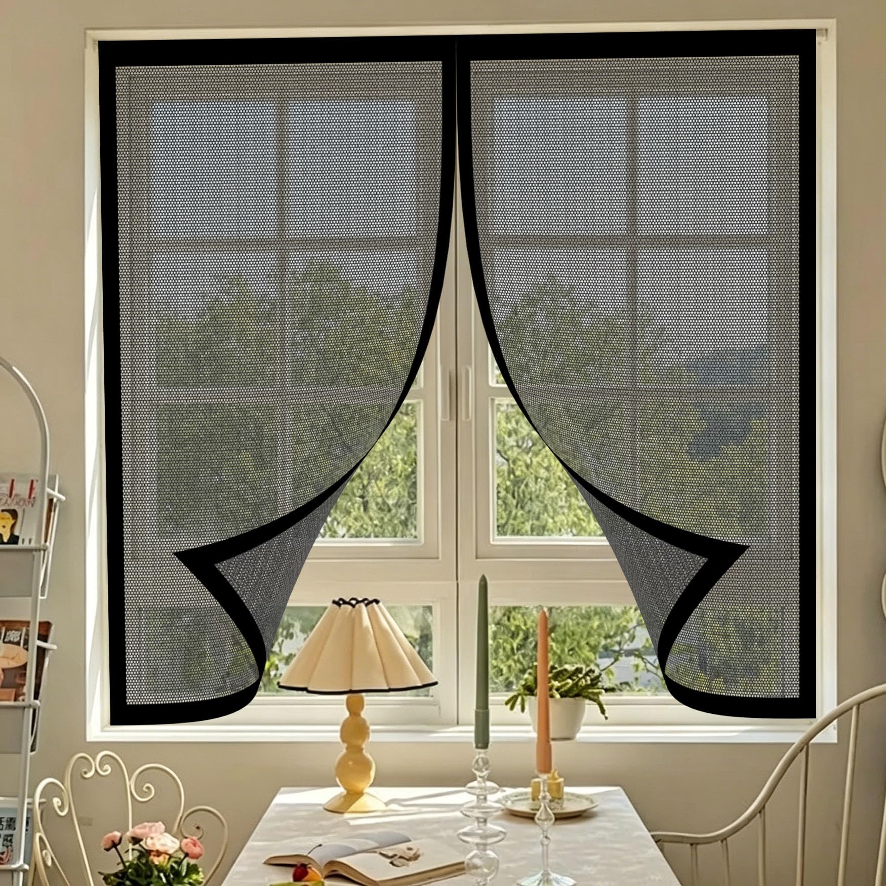 Yanhong Black Magnetic Door Curtain 112 X 139 Cm Anti-Tearing Mosquito Door Net Keep Fly Bug Out With Powerful Magnets Fly Screen Magnetic For Living Room, Bedroom, Patio,