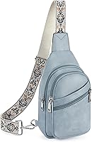 Vista 15 de Telena Bolso bandolera para mujer, bolso cruzado para mujer, cangurera de cuero vegano con correa ajustable