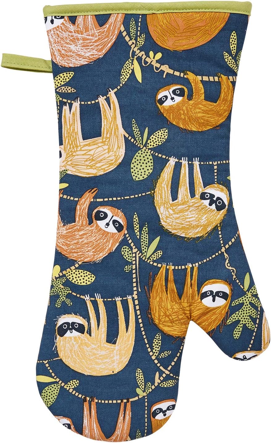 Ulster WeaversHanging Around Cotton Single Gauntlet Oven Glove - with Cute Rainforest Sloth Design - 100% Cotton Oven Mitt - Cooking Gifts for Bakers & Chefs - Homeware & Kitchenware Range