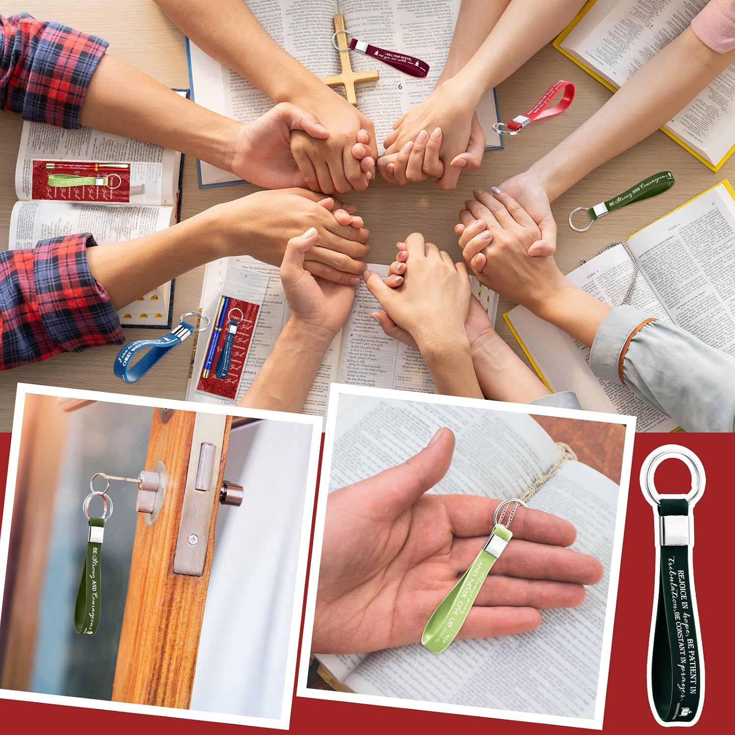 Lincia 30 Sets Christian Gift Bulk Religious Pen Books of The Bible Bookmark Religious Silicone Keychains Christian Stocking Stuffers for Church Sunday School Teacher Family Men Women