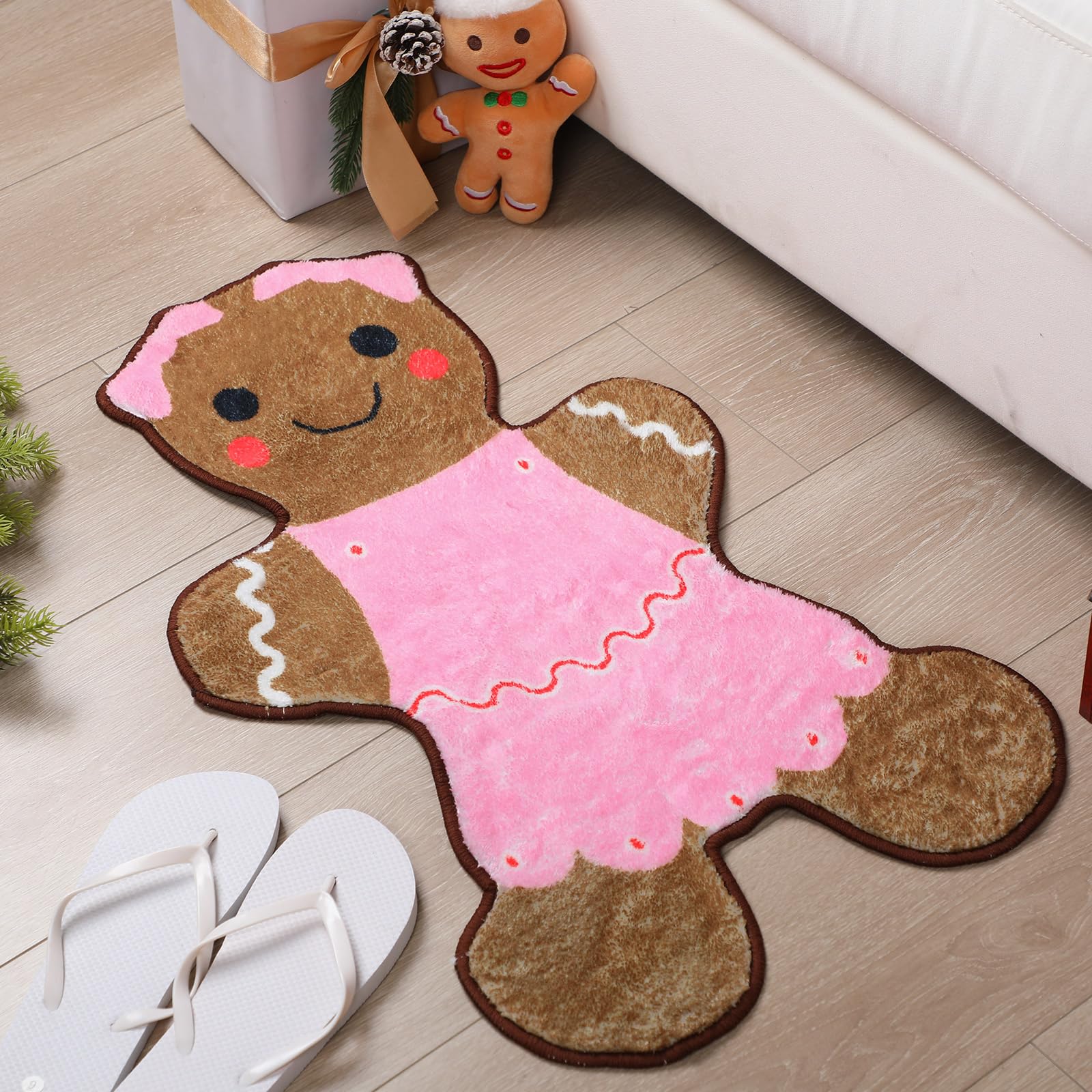 Tapis de bienvenue mignon Dunzy rose pour décoration de porte et cuisine