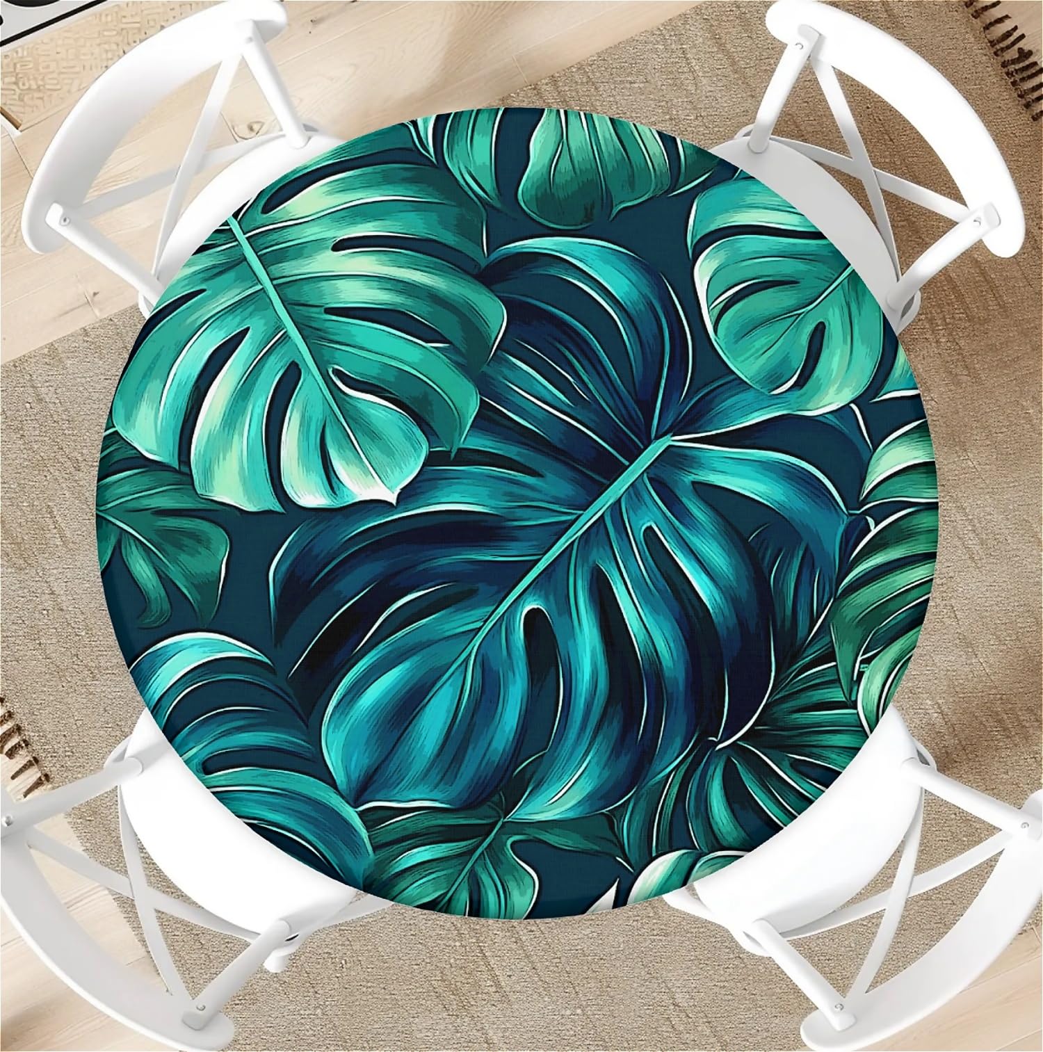 artslion Outdoor Round Tablecloth with Elastic Band 60In-150cm Elastic Garden Tablecloth with Palm tree Pattern Fits 54"-58" Wide Tables โ image 1