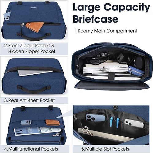 Miniatura 3 de RAINSMORE Bolsa tipo mensajero para hombre, bolsa de mensajero de 15.6 pulgadas, resistente al agua, bolsa casual para hombre, bolsa grande para