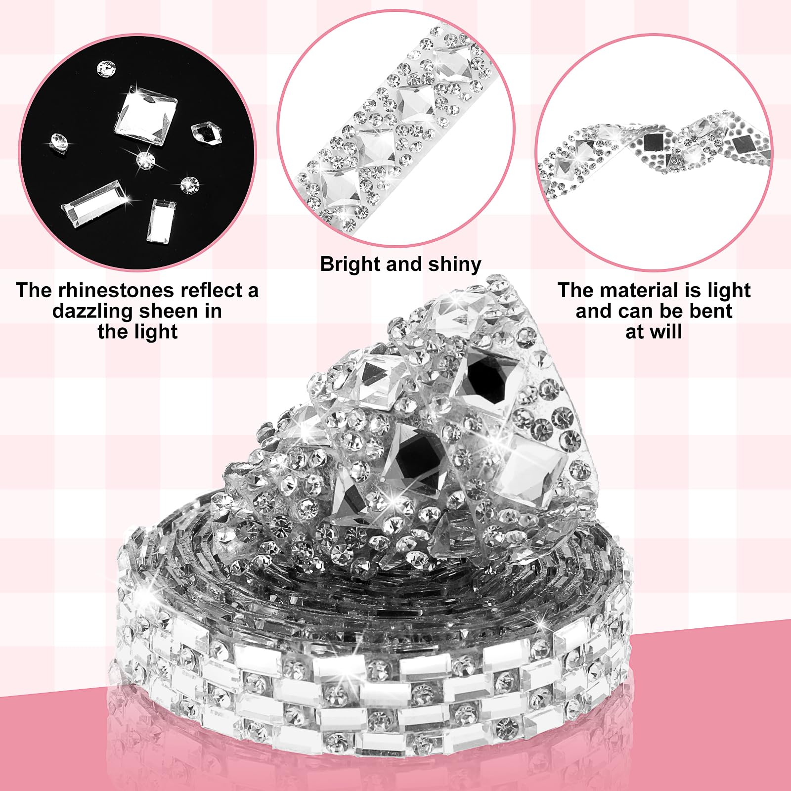 Zelfklevende strass strips doe-het-zelf diamant bling kristal lint