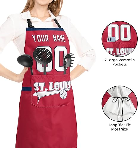 Miniatura 2 de ANTKING Delantal personalizado con bolsillo personalizado cualquier nombre y cualquier número regalos para papá, hombres fanáticos