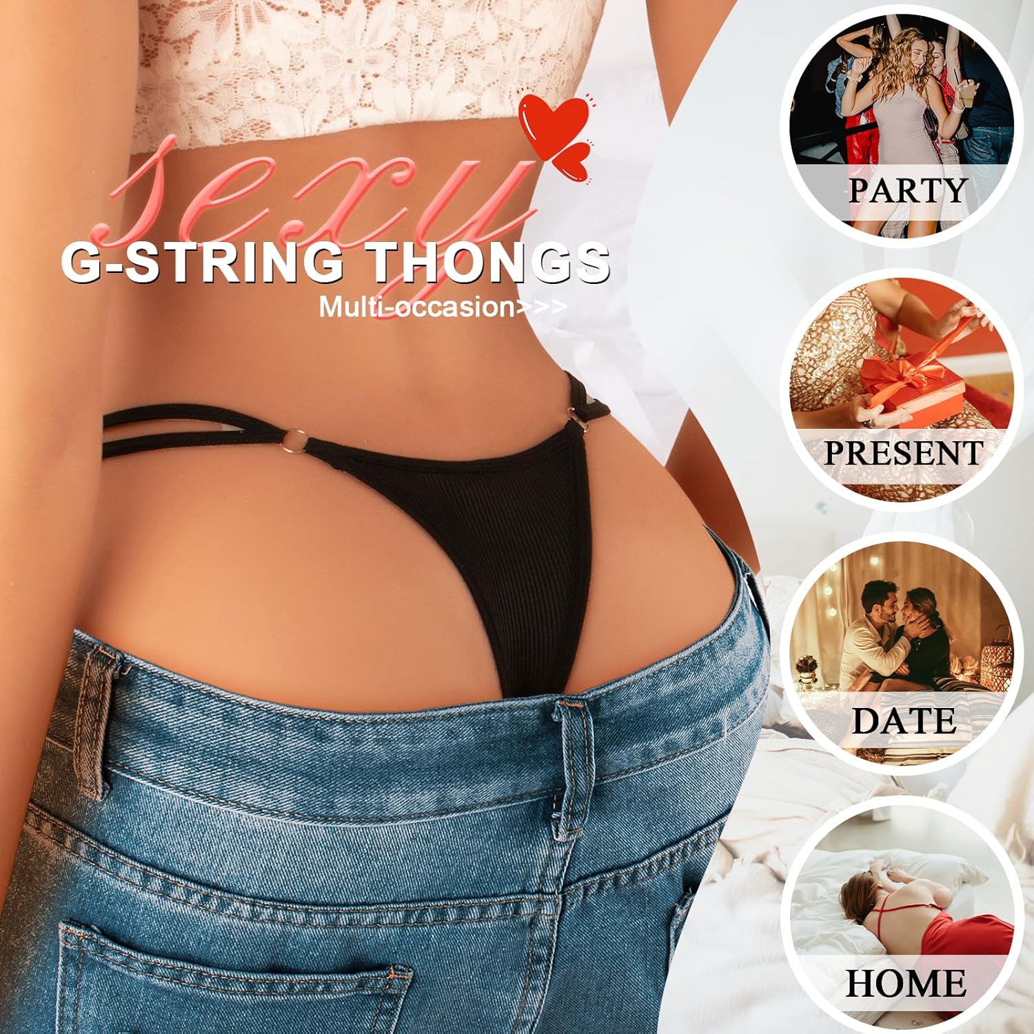 Women Glitter Underwear Panties T Back Thongs Sexy Underwear - Image 4