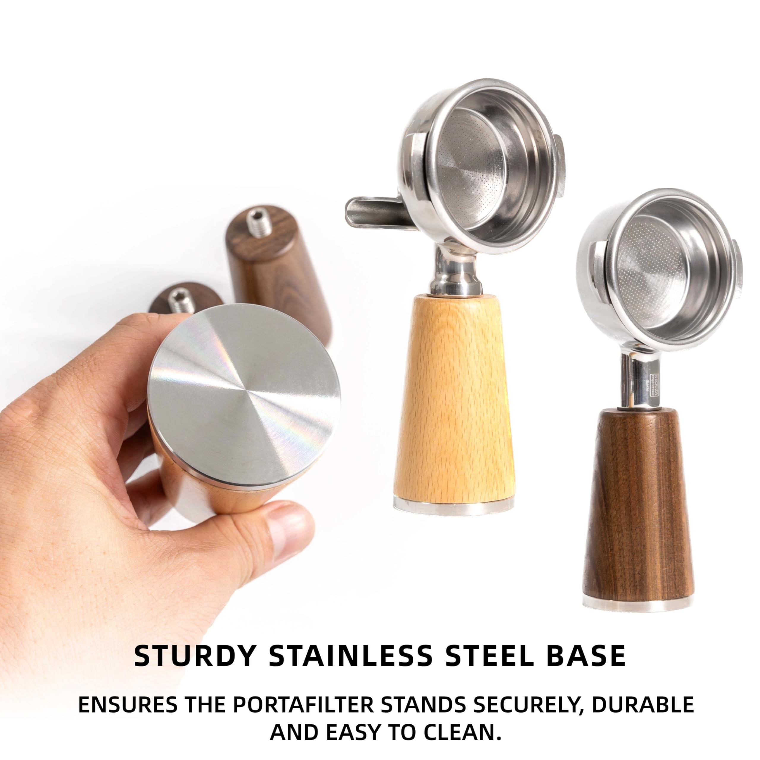 Rosewood Portafilter Handle For Espresso Machines – M10 Thread, Fits 51mm, 54mm, 58mm Baskets, Barista Accessory, Wooden Coffee Maker Handle