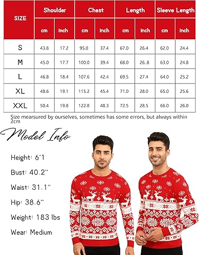 Miniatura 5 de LecGee Suéteres de Navidad a juego para parejas, diseño de copos de nieve, renos feos para hombres y mujeres