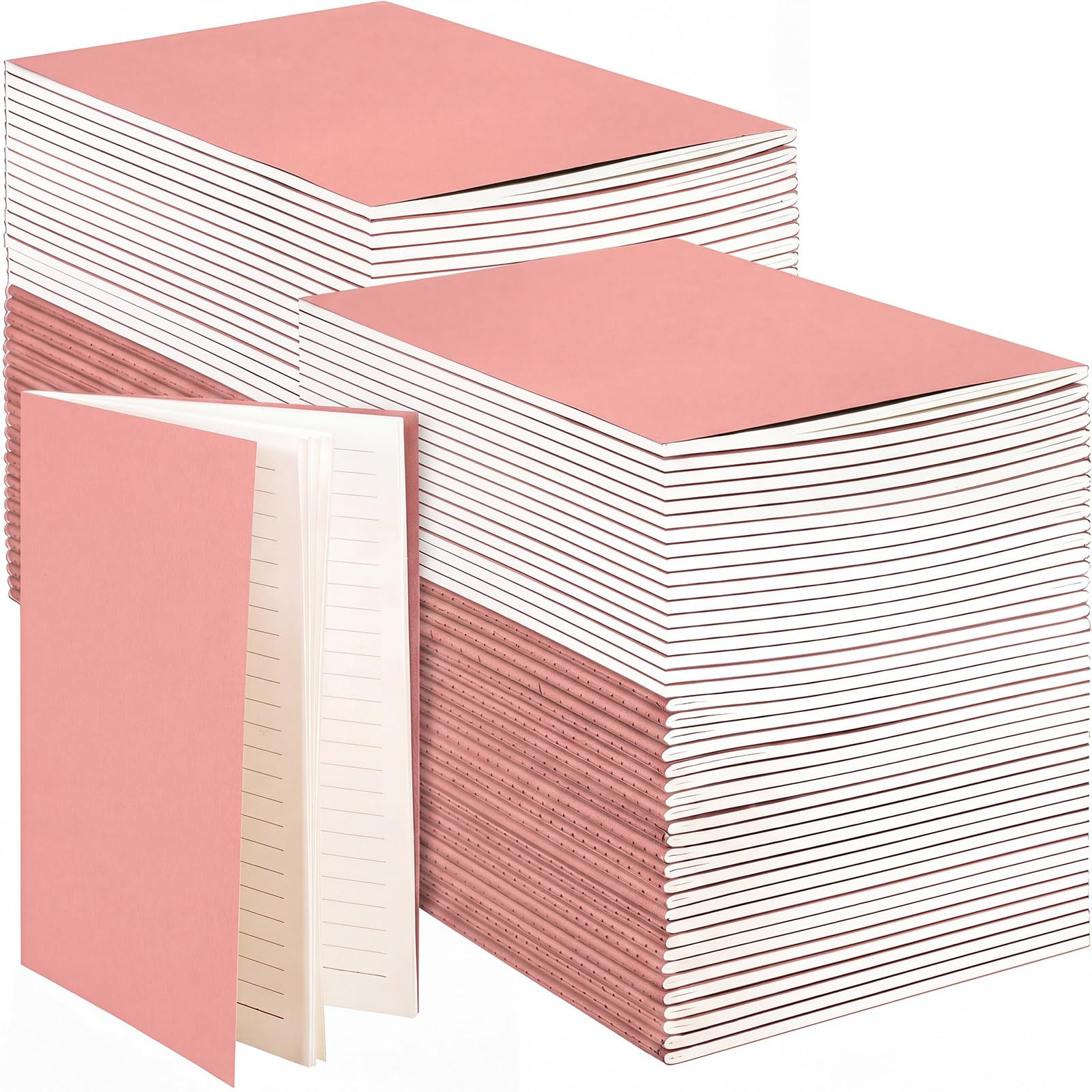 Mimorou Notizbücher, Kraftpapier, Softcover, A5, 14 x 21 cm, Notizblöcke mit 60 Seiten, 30 Blatt zum Schreiben, Skizzieren, Reisen, Bürobedarf (hautrosa, liniert), 100 Stück