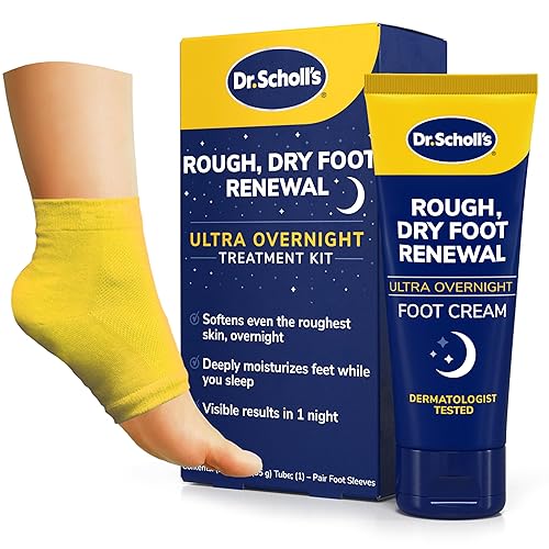 Dr. Scholl's Renovación de Pies Ásperos y Secos Ultra - Tratamiento Nocturno con Crema para Pies Nocturna de 3 oz con Aloe, Aceite de Coco y Urea y