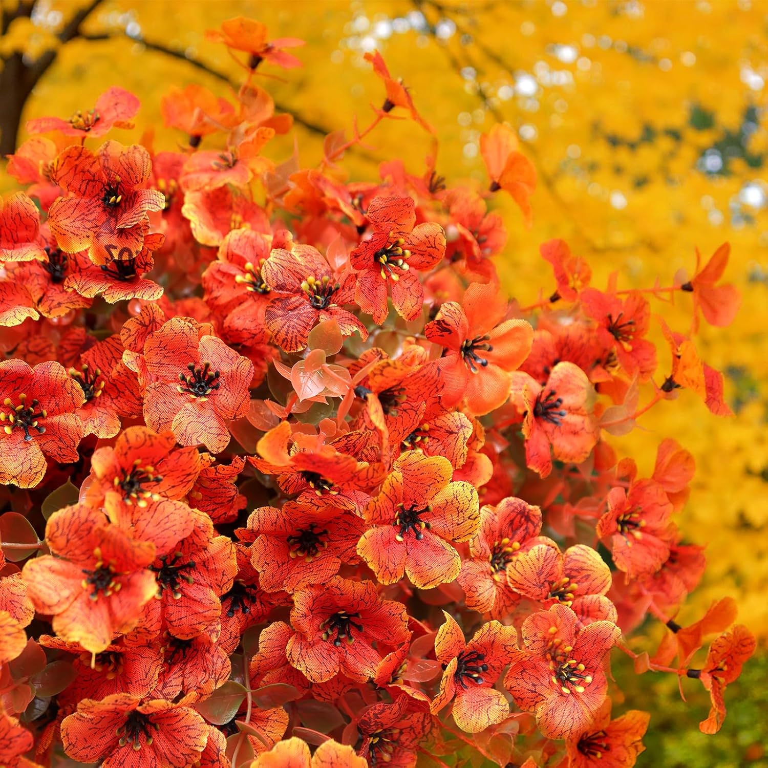 24 Bundles Faux Mums for Outdoor Planters, Artificial Fake Mums Fall Decorations for Outdoors Home, Fall Autumn Faux Silk Flowers Plants Look Real UV Resistant for Outside Home Porch Patio - Image 3