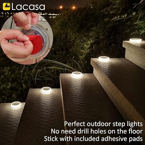 Miniatura 3 de Lacasa Luces solares de cubierta, paquete de 4 luces solares de 30 lm, luces LED de muelle, luz blanca natural de 4000 K, luz para toda la noche,