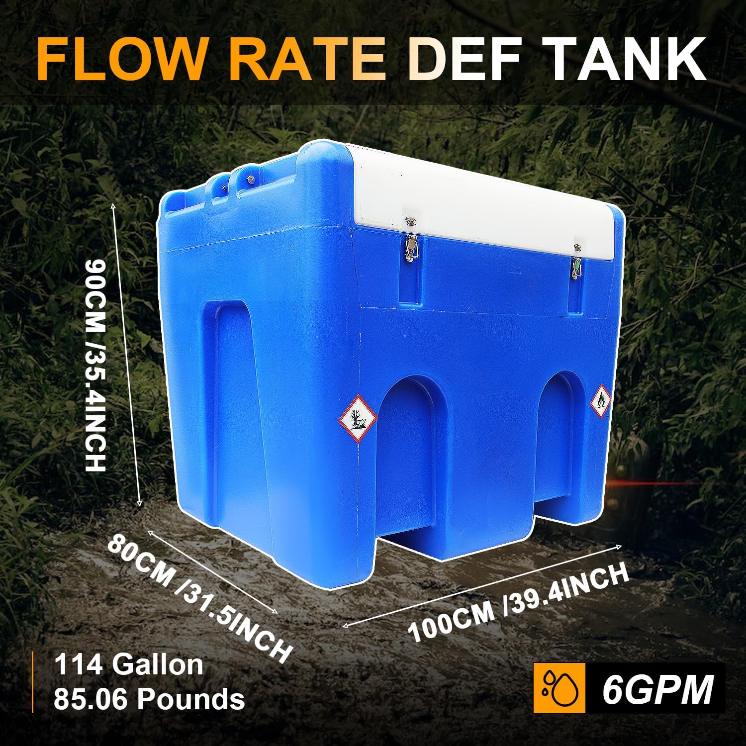 Heavy Duty DEF Tank 114 Gallon Diesel Exhaust Fluid Transfer System with 12V DC Pump