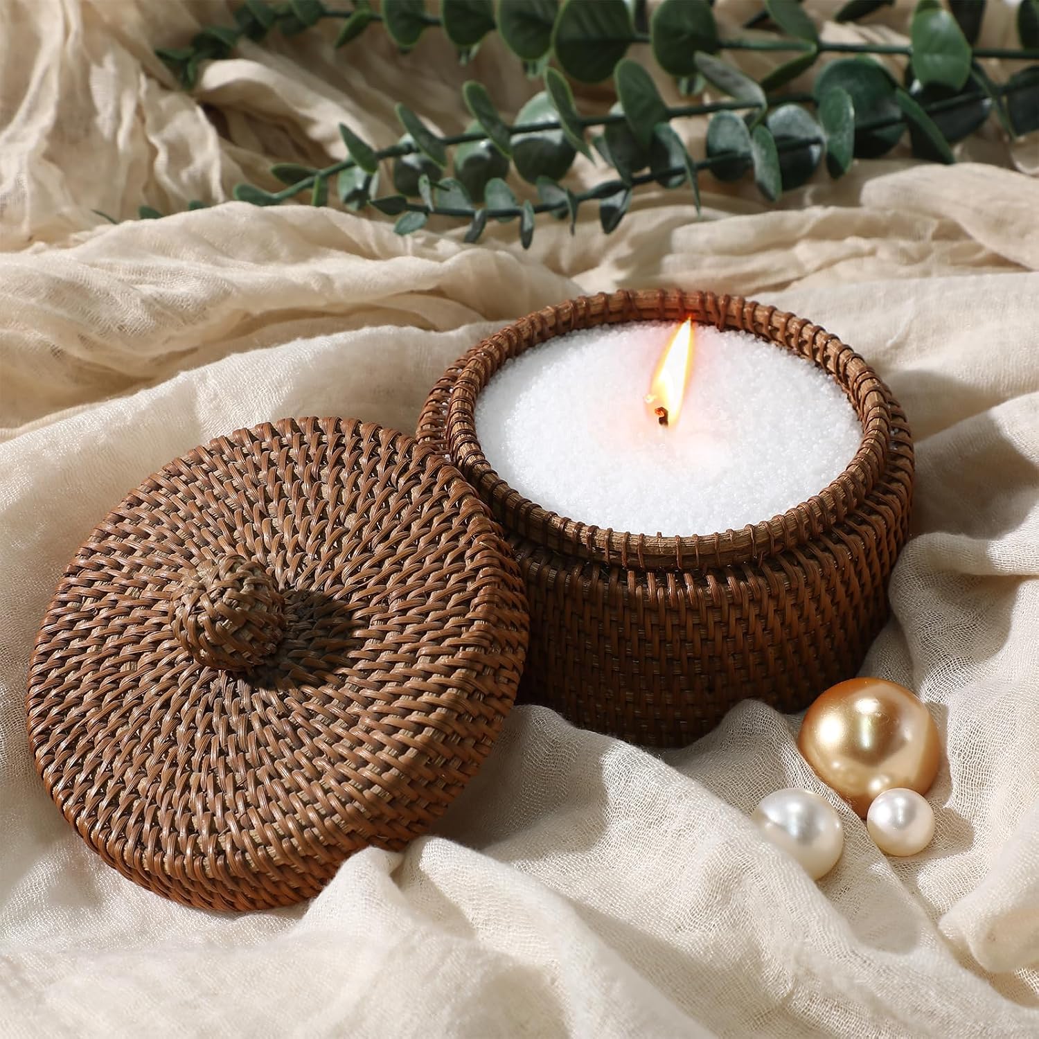 MTLEE 4.4 lb Pearled Candle Apple Cinnamon Scented Sand Candle Wax Kit