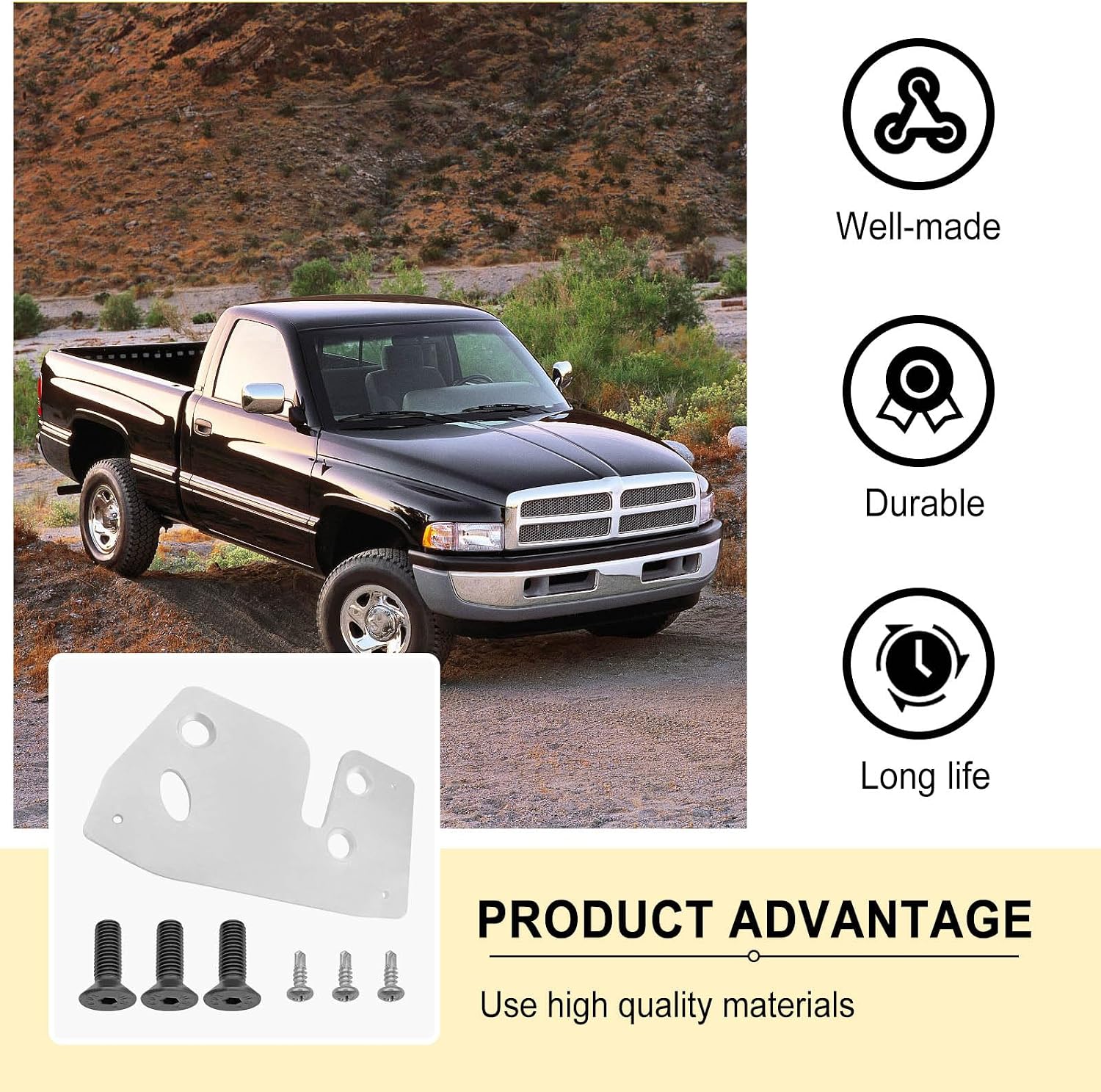 Door Latch Repair and Reinforcement Plate Kit Compatible with Dodge 1994-2002 Ram 1500 1994-2002 Ram 2500 1994-2002 Ram 3500 Replace# 926-264 Driver Side