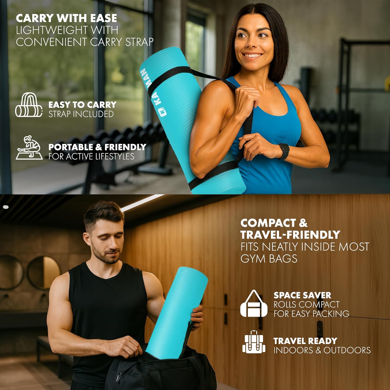 KAYMAN Yoga Mat – Multi-Purpose Extra Thick Foam Exercise Mats – Ideal Floor Mat for Pilates, Stretching, Resistance Workout & Therapy – Home & Gym Equipment Accessory — image 7