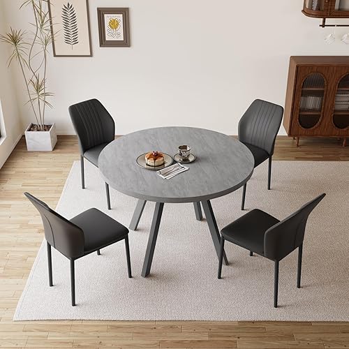 Miniatura 8 de Juego de mesa redonda para 2, mesa auxiliar moderna e informal para cocina, sala de estar, apartamento, ahorro de espacio (mesa de comedor + 2
