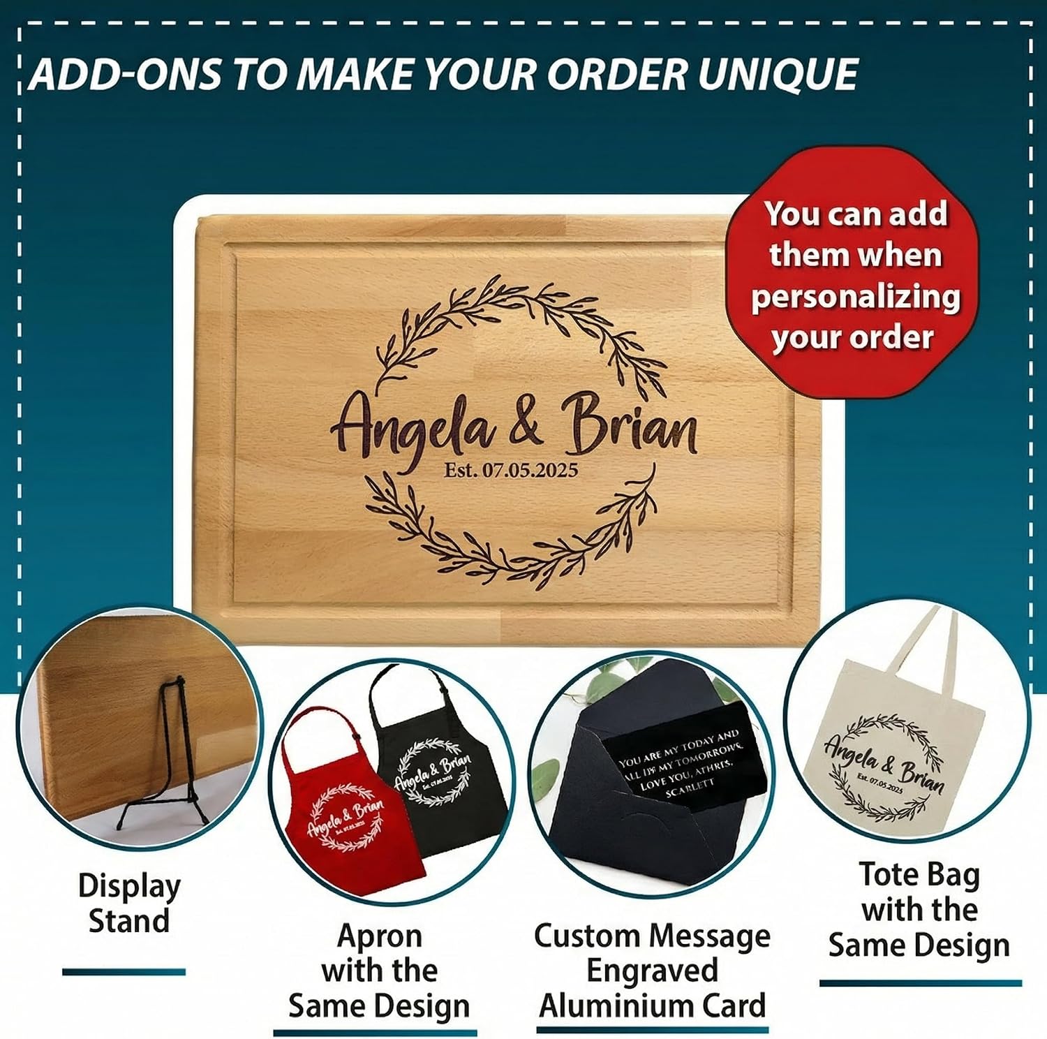 Custom Bamboo Cutting Board, Customized Christmas, Birthday Gift, Newly Named Wedding Gifts for Couples 2026, Housewarming Decor Gifts, Wedding Presents for Newlywed, Anniversary, Engagement Gift