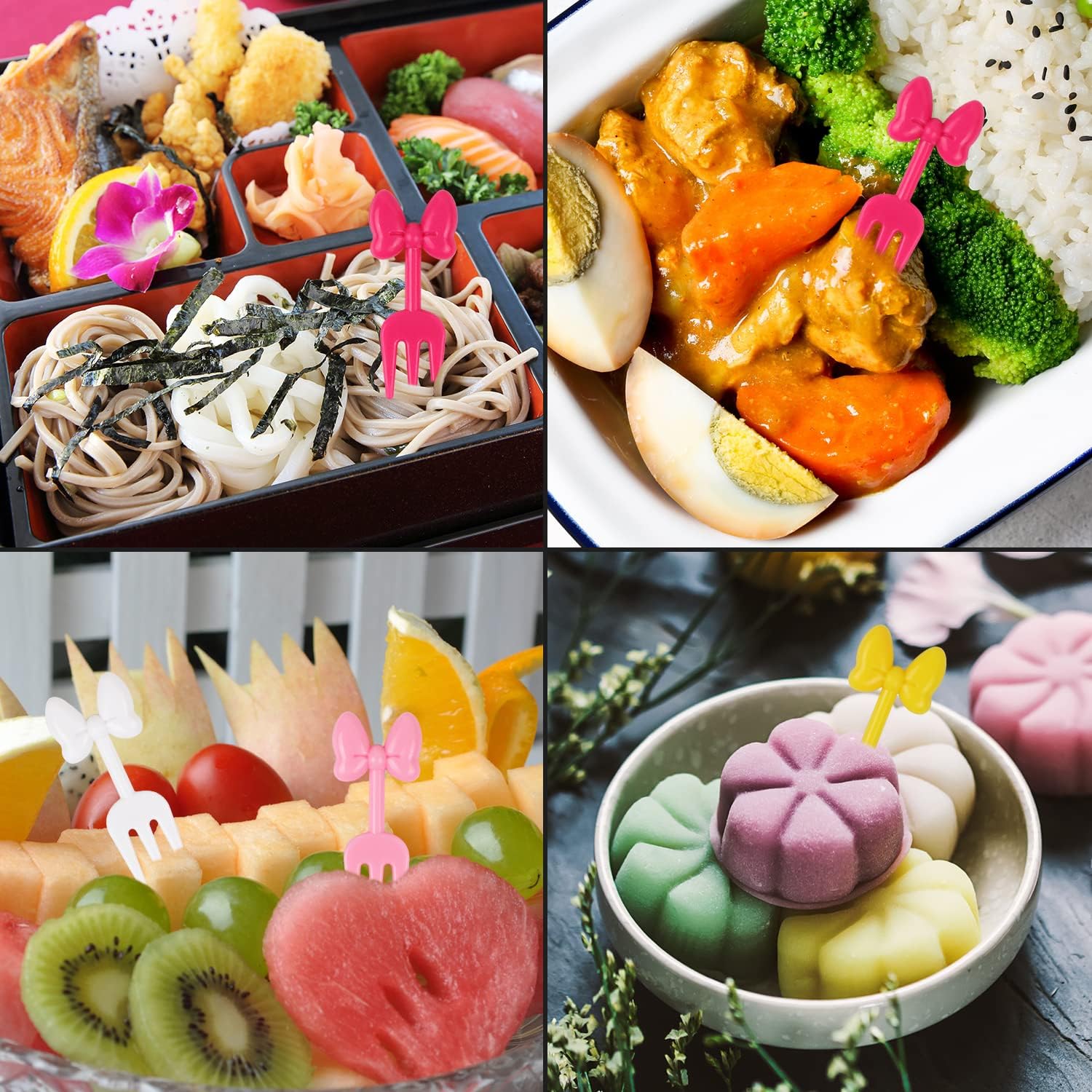 10 Pcs Bear Head Food Picks Mini Bow Fruit Forks Cartoon Toddler Toothpicks image 5