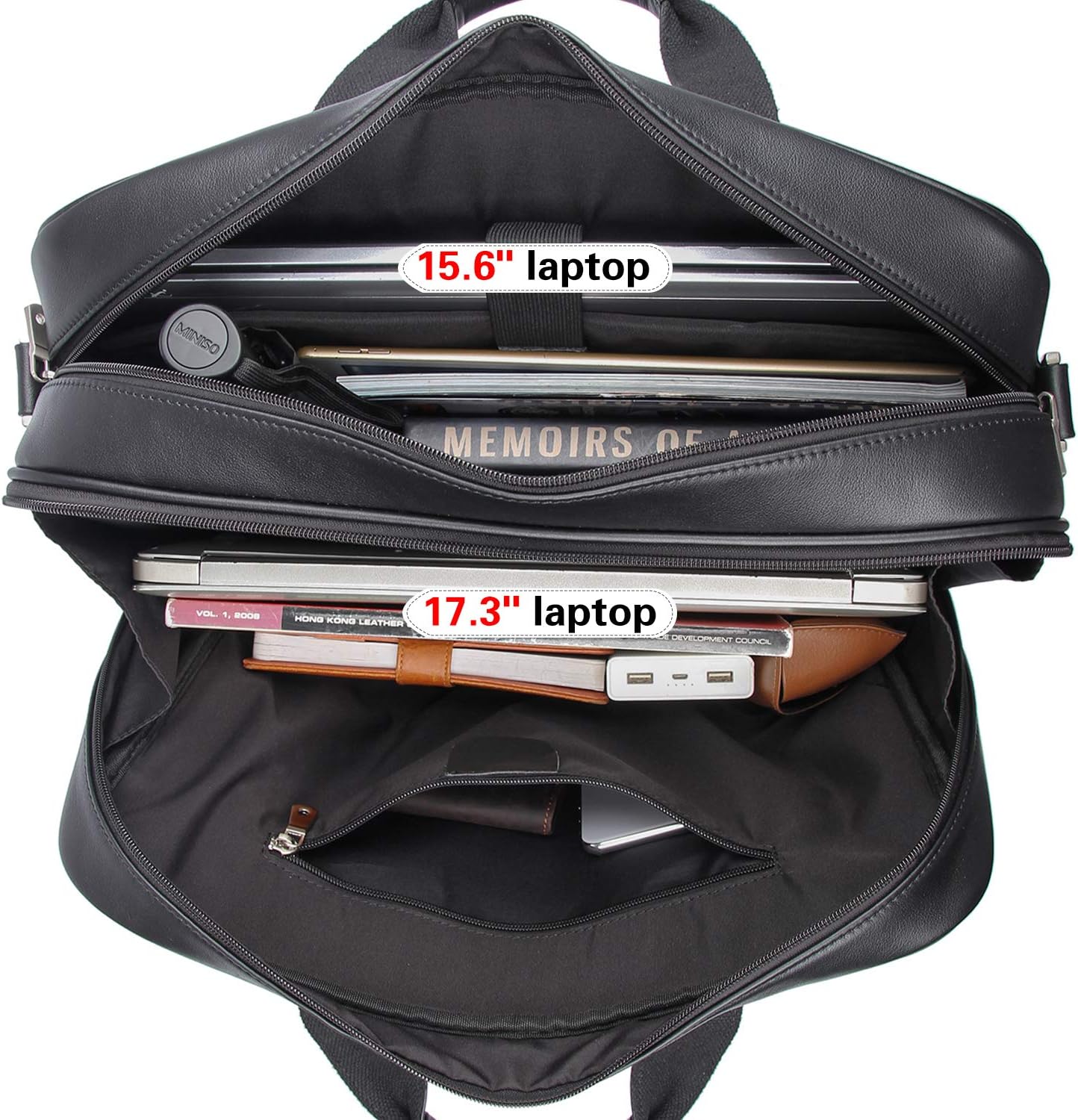 Product Deal Texbo Men's 17 Inch Solid Genuine Leather Professional Laptop Briefcase Messenger Shoulder Bag (Dark Brown)