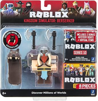 Roblox Action Collection - Kingdom Simulator: Berserker Figure Pack + Two Mystery Figure Bundle [Includes 3 Exclusive Virtual Items]