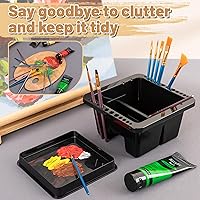 Vista 3 de MyLifeUNIT Limpiador de pinceles, soporte y organizadores para pinceles de pintura acrílica, acuarela y pinturas a base de agua (negro)