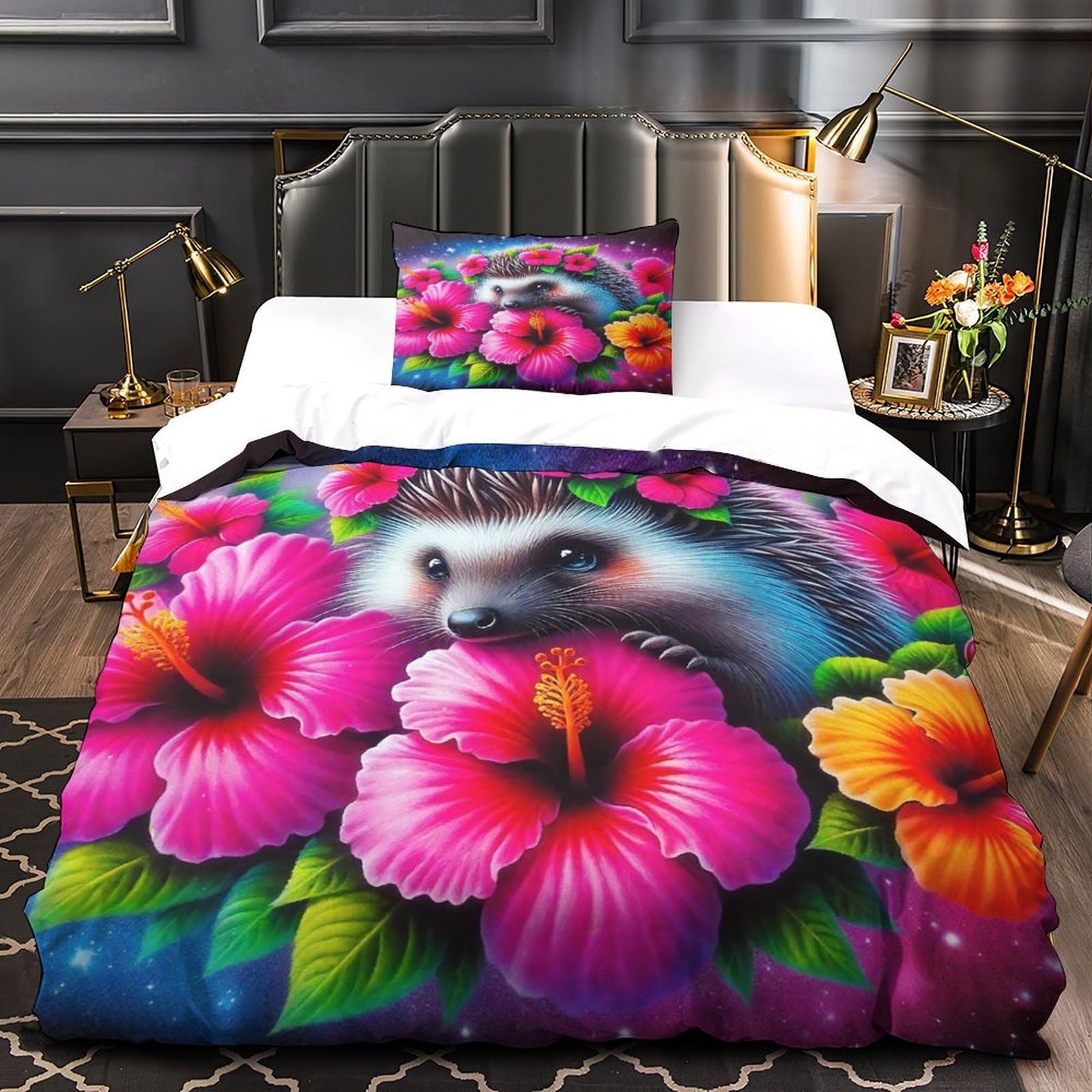 Housse de couette 3D hérisson microfibre parure de lit enfant adulte