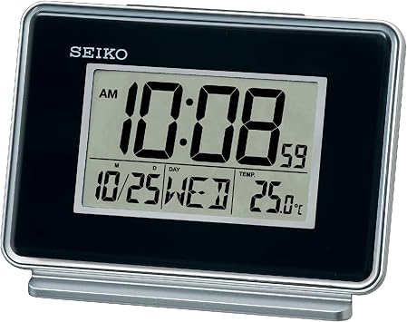 SEIKO Hudson Everything Bedroom Digital Alarm Clock, Black