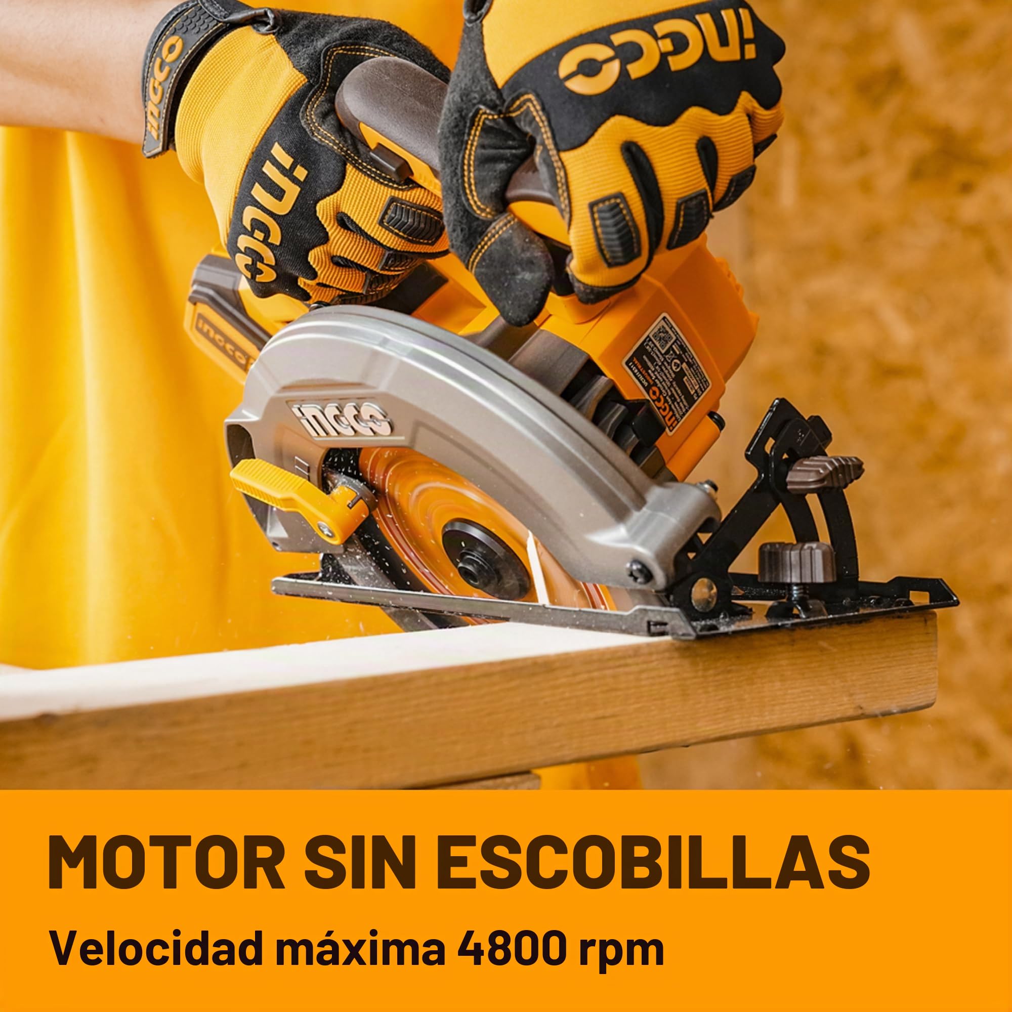 INGCO Sierra circular inalámbrica 20 V (producto solo), diámetro 185 mm, sierras eléctricas sin escobillas 4800 rpm, profundidad de corte máxima 65 mm CSLI1851