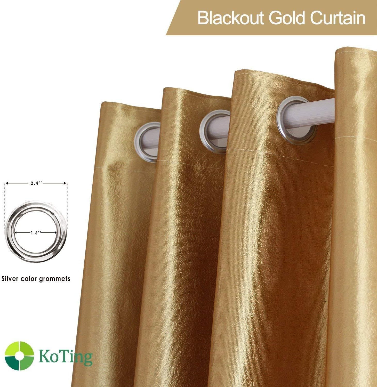 Gorgeous Solid Blackout Golden Curtain Drape for Bedroom 1 Panel Grommet Top (1Panel 50Wx84 L)