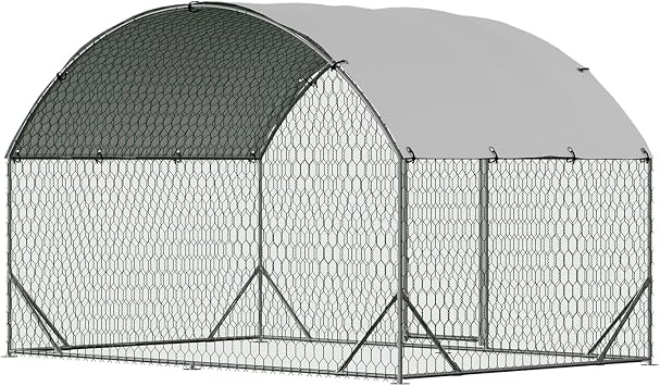 Large Chicken Coop Metal Chicken Run for 10 Chickens, Chickens Poultry Cage with Water Poof & UV Resistance Cover,Bottom Support Reinforcement with Lockable Doors for Outdoor,9.8 W x 6.5 L x 6.6 H
