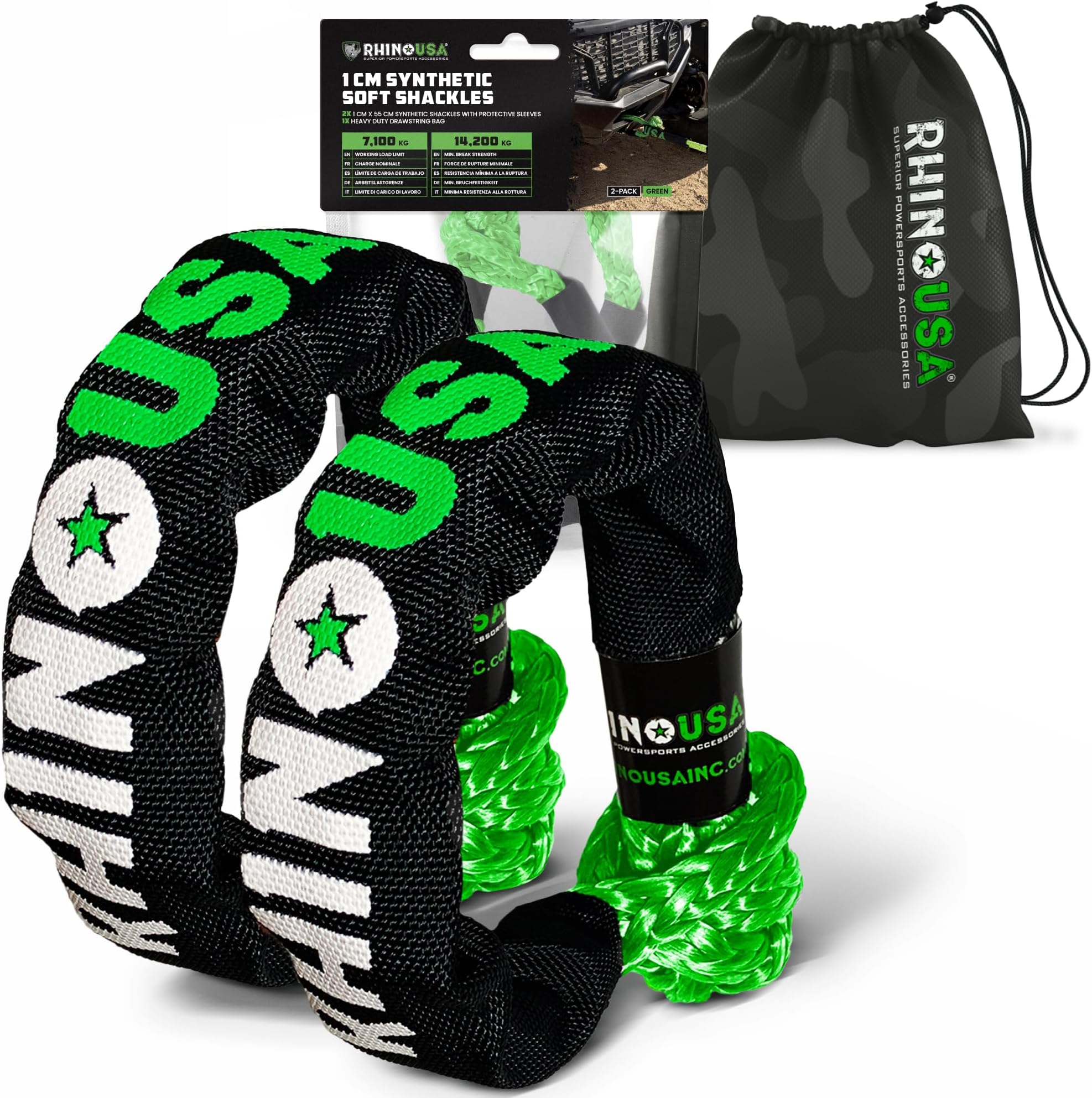 Synthetic Soft Shackle Rope (2-Pack) - 1 cm x 56 cm (14.243 kg Min Break Strength) Offroad Soft Shackle Recovery Kit for Truck, UTV, ATV - Compatible With Jeep, Toyota, Ford & More!