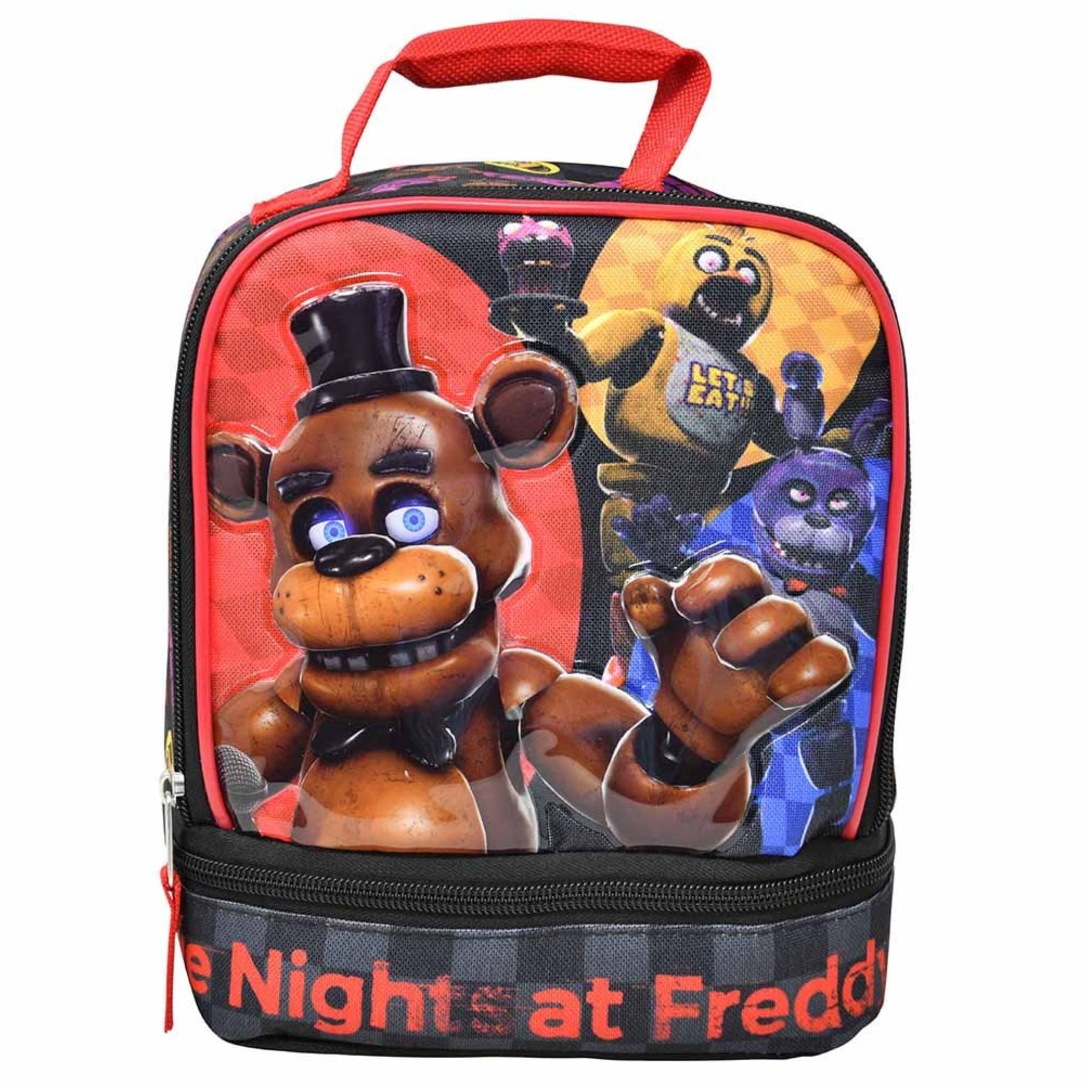 Bioworld Kids Insulated Lunch Bag with Handle – Five Nights at Freddys Drop Bottom Rectangle Lunch Bag – Reusable Soft Cooler Lunch Box for Boys & Girls, School, Daycare & Travel