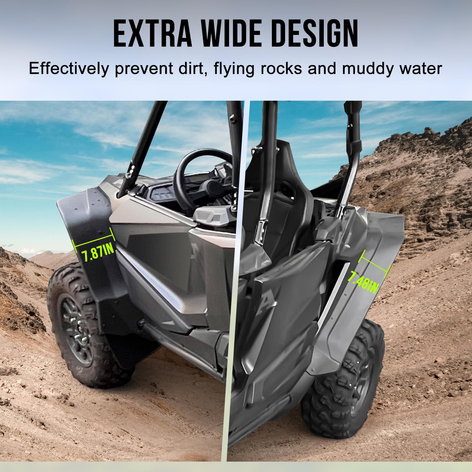 Front & Rear Wider Fender Flares Compatible with 2019-2024 Honda Talon 1000R/ 1000X/ 1000X-4 XXL Accessories Extended Mud Flaps Mud Guards Extension Replacement for 0SF70-HL6-A01