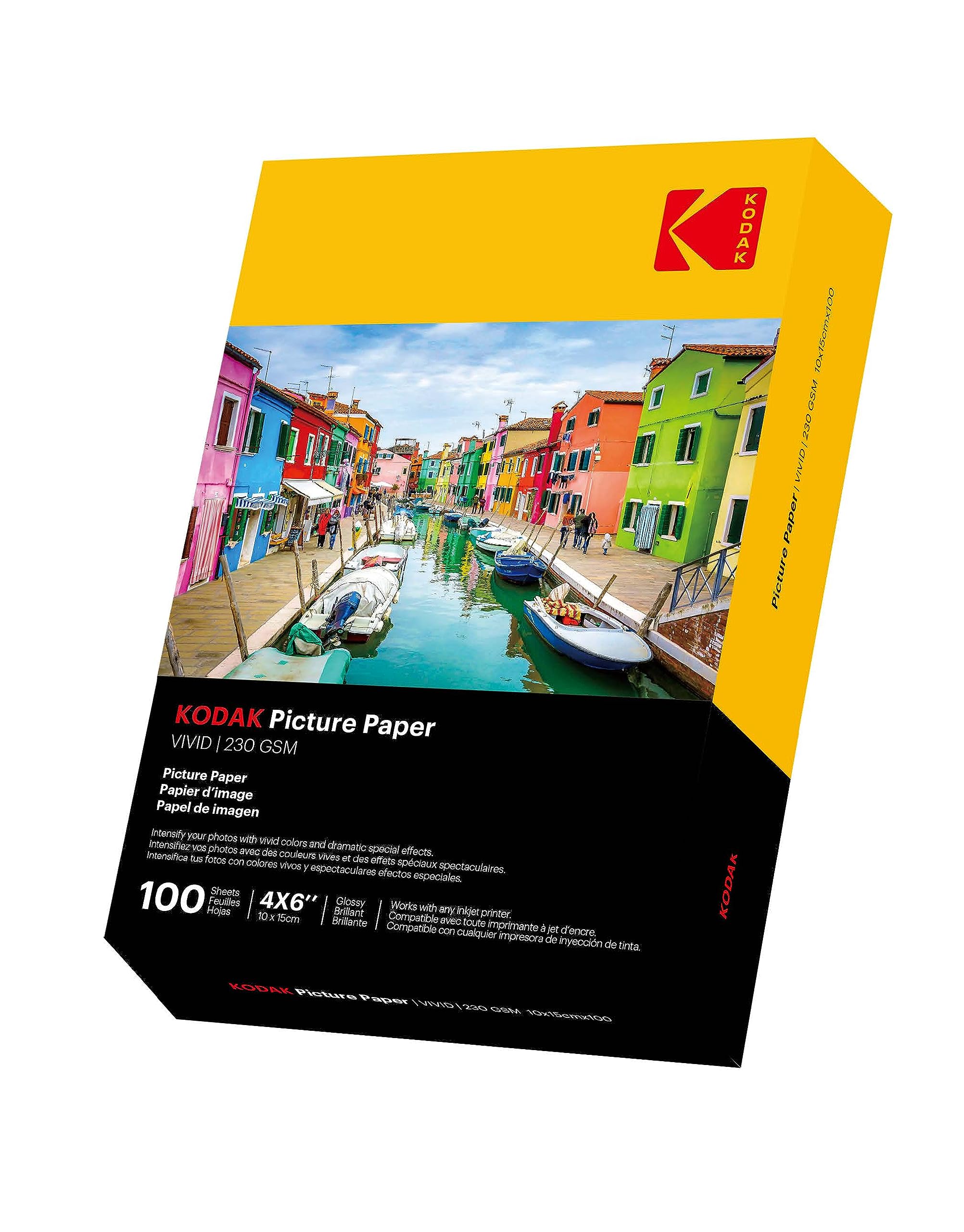 KODAK Picture Paper Vivid 4"x6", 100 count, 66lb-230g/m2 weight, 11.9 mil thickness, Vivid color picture paper- THIS PRODUCT IS NOT COMPATIBLE WITH