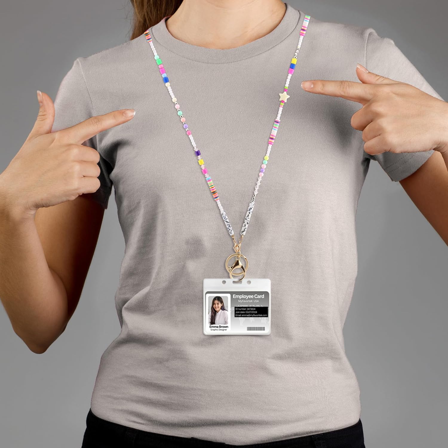 Colorful Beaded Lanyard for ID Badge Fun Necklace Teacher Lanyard Cute Lanyard for Teachers Nurses Students - Image 4