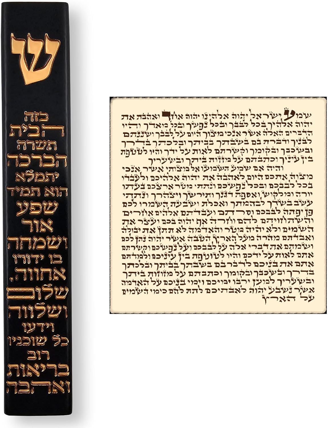TALISMAN4U Modern Black MEZUZAH CASE with Scroll Hebrew Home Blessing Gold Shin Self-Stick Waterproof Jewish Protection Door Mezuza Israel Judaica Gift 5 Inch