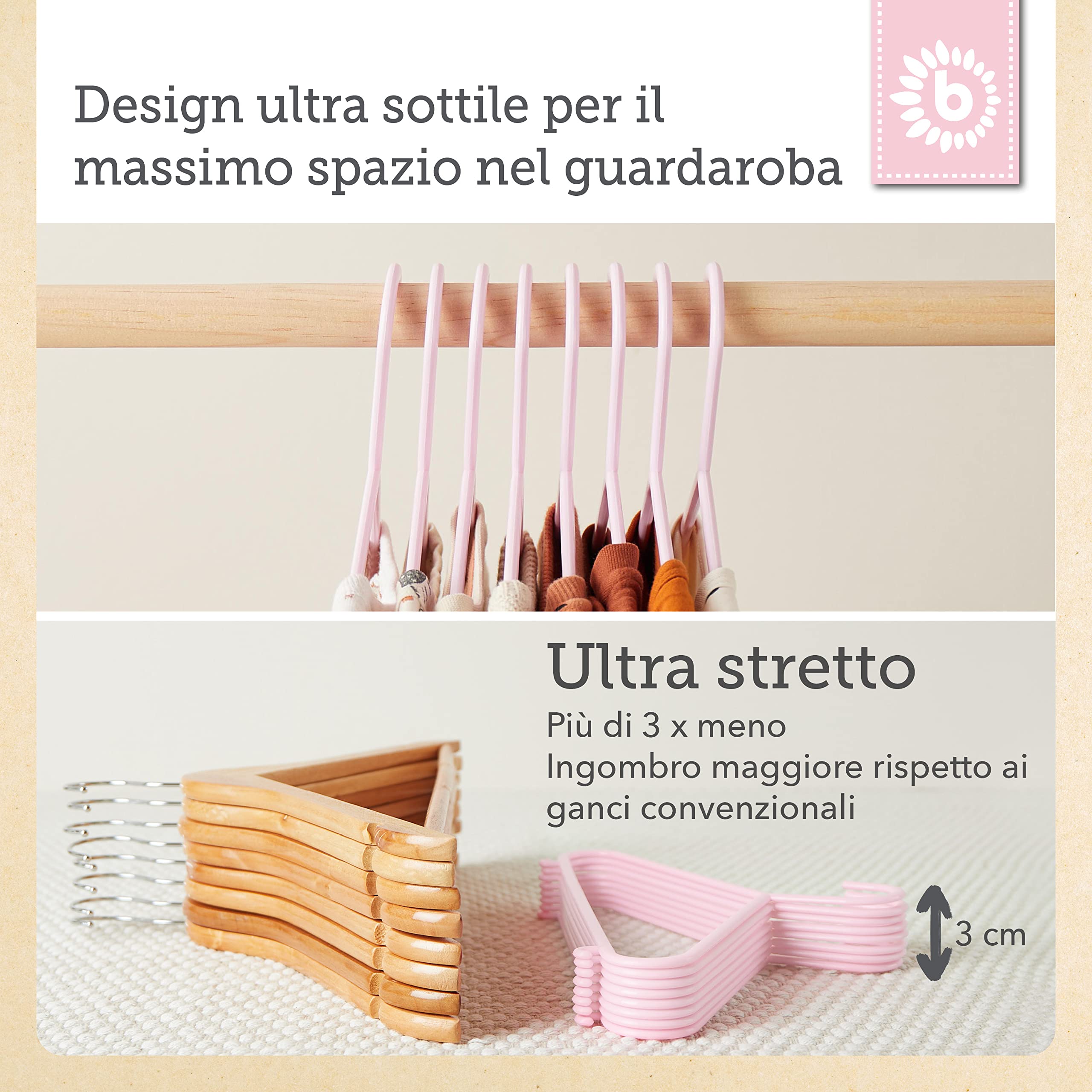 grucce appendiabiti bieco bambino del bambino del bambino gancio ganci di plastica per la conservazione guardaroba lunghezza armadietto 29,5 centimetri, 16 pezzi, colore rosa, piccolo, ARTN 90.016.141