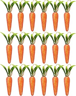 18 Pieces Artificial Carrots, Faux Carrots Easter Party Decoration, Fake Carrot Plastic Fake Fruits, Realistic Carrots Fake Carrots for Crafts Home Kitchen Christmas Easter Photography Props