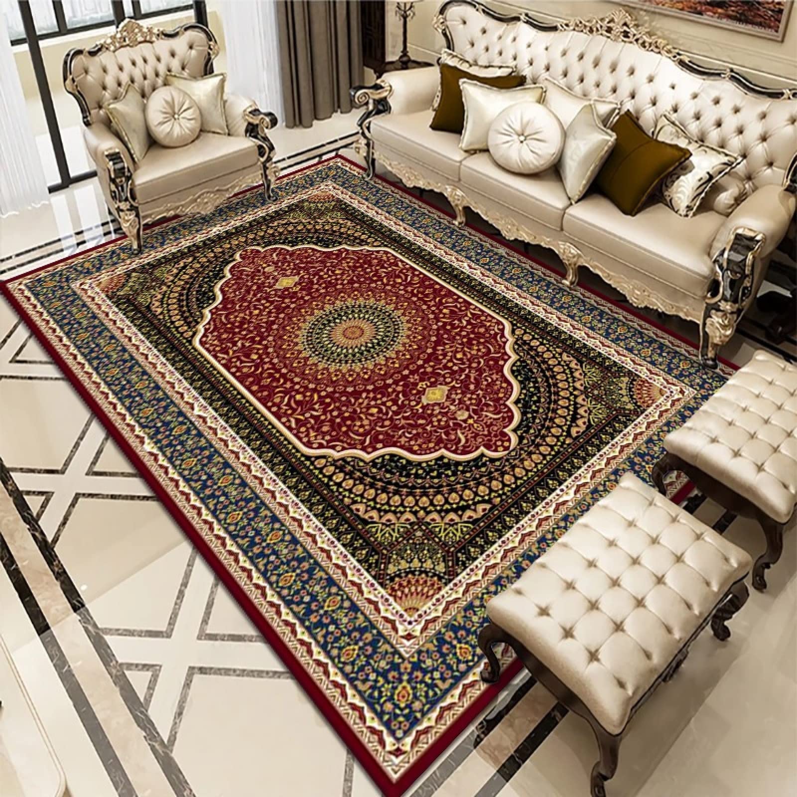 Grand tapis traditionnel rétro pour réchauffer votre chambre