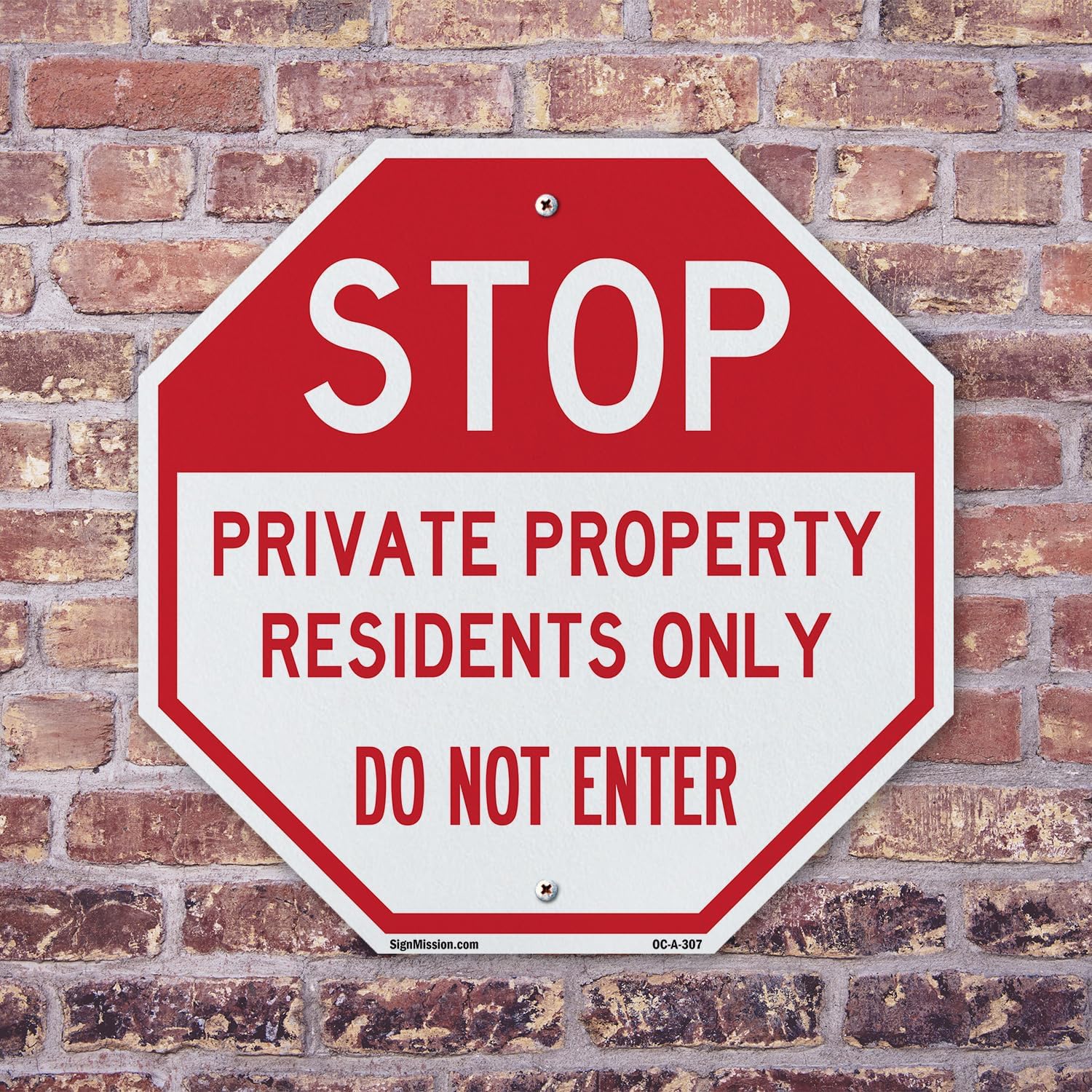 Stop Private Property Residents Only Do Not Enter (2 Pack) 10 inch X 10 inch Octagon Rust Free Aluminum Metal Signs Weather Resistant, UV Protected for Workplace, Made in the USA
