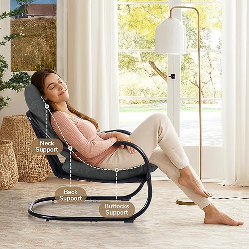 Miniatura 5 de Peace nest Comfy Accent - Silla moderna para sala de estar, dormitorio, con marco mental, cómodo cojín de espuma triturada para balcón, sala de