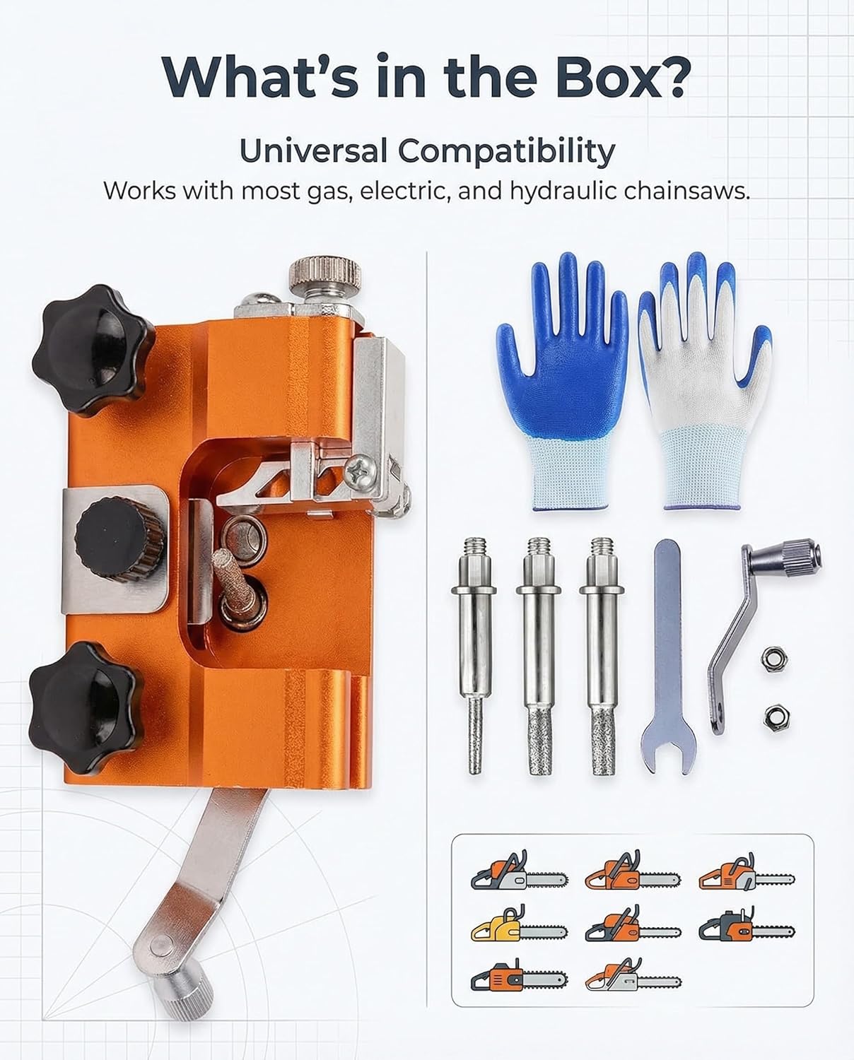 2026 New Large Size Hand-Cranked Chainsaw Sharpener, Universal Portable Manual Chainsaw Sharpening Jig Tool with Tungsten Carbide Rod for 4"-22" Gas & Electric Chainsaws (orange color)