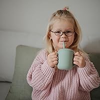 Vista 4 de mushie 100% Silicone Training Cup & Straw for Toddlers 6 Months+ (Dried Thyme)