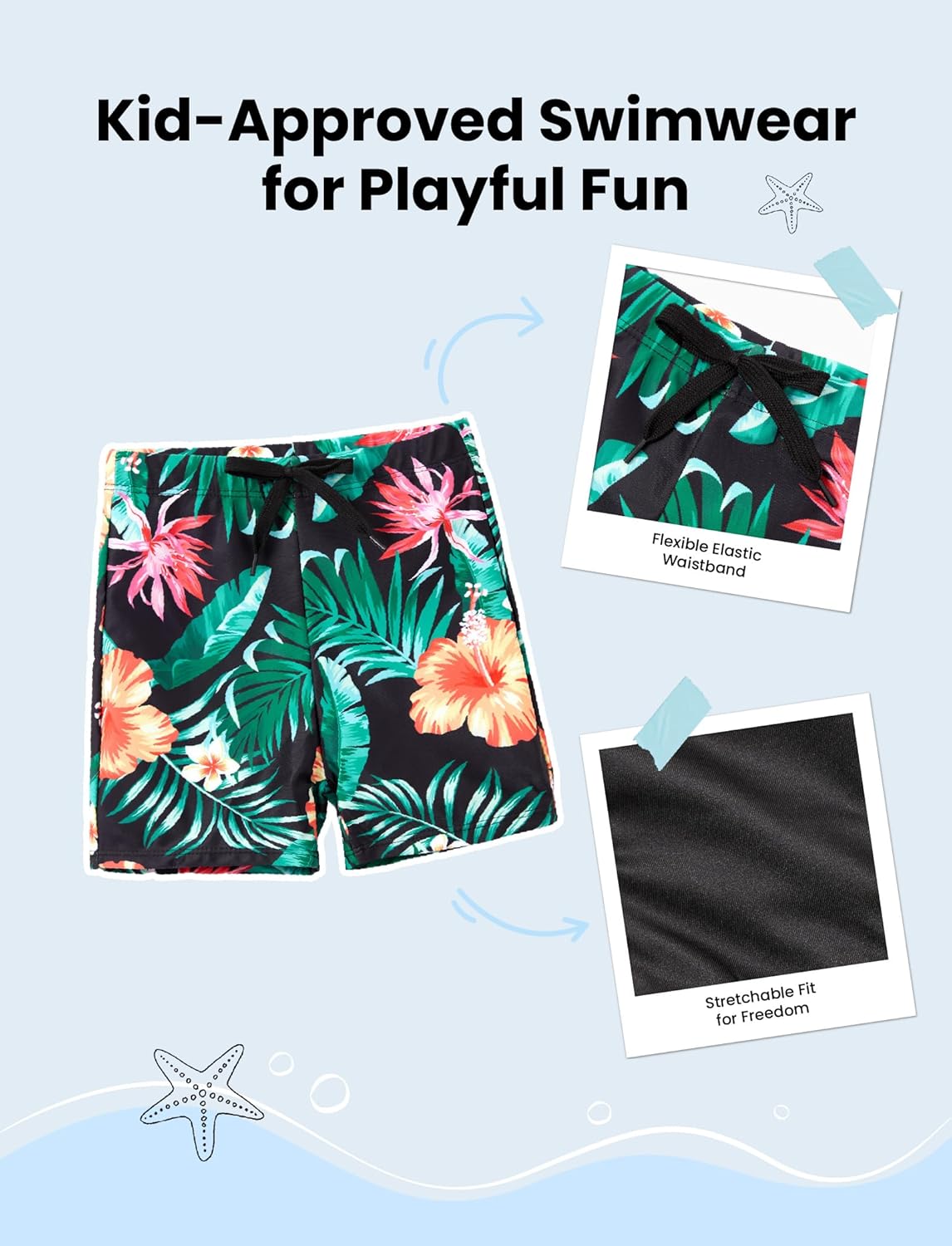 Family Matching Solid Scallop Trim Strappy Two-Piece Swimsuit and Allover Floral Print Swim Trunks Shorts - Image 6