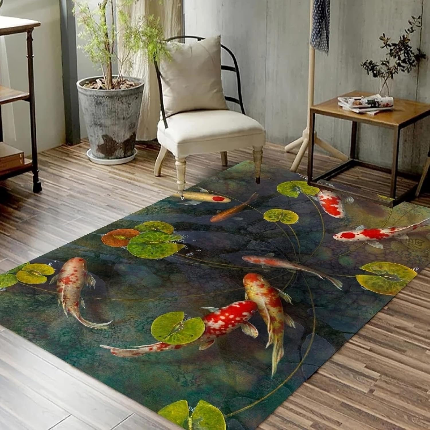 Koi Fish Pattern Carpet Welcome Entrance Doormat for Living Room Bedroom Kitchen Rug Home Decor Bathroom Floor Mats 100x140cm