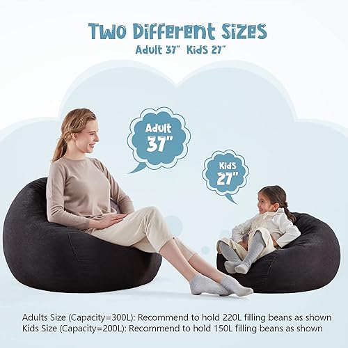 Miniatura 51 de Nobildonna - Funda para silla de puf (relleno sin relleno) de nido de pájaro para niños y adultos. Puf extra grande para almacenamiento de animales