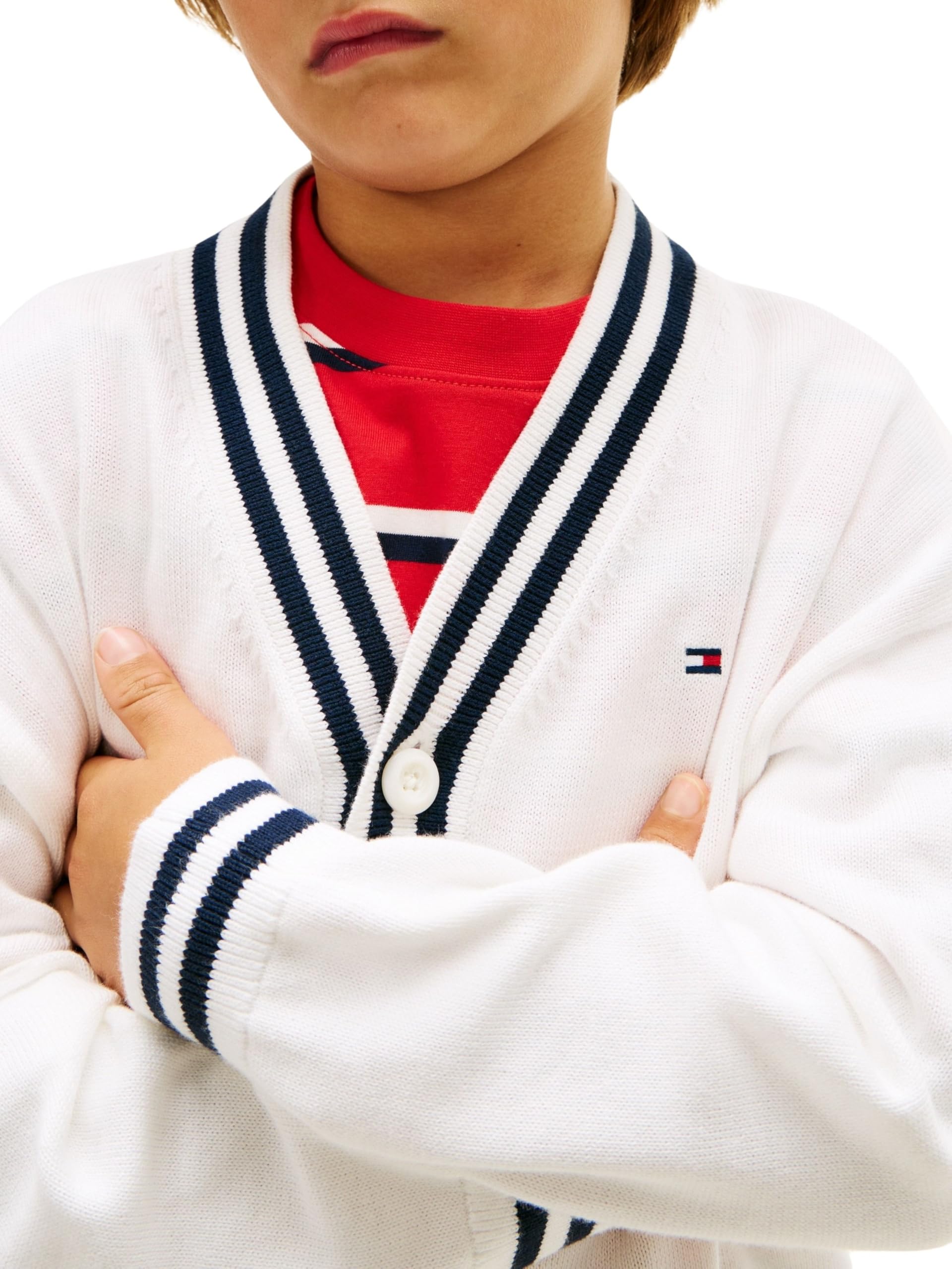 Tommy Hilfiger Varsity Rib V-Neck Cardigan Kb0kb10427 Maglioni Bambini e Ragazzi (Pacco da 1)