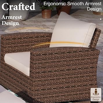 MFSTUDIO Garden Sofa, Rattan Furniture Set, Outdoor Conversation Sofa
