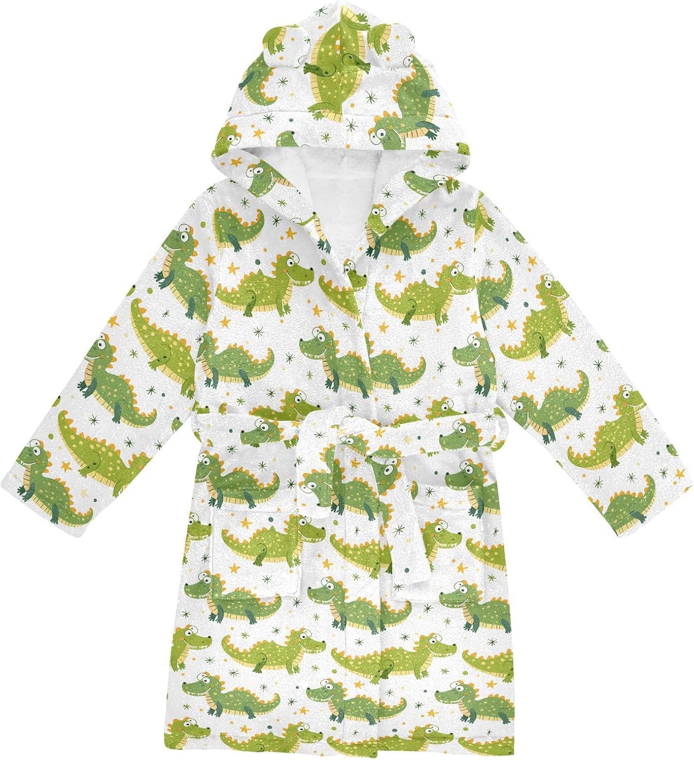 senya Cute Crocodile Toddler Hooded Bathrobe Kids Soft Plush Bath Towel Robes for Boys Girls 2-12 Years